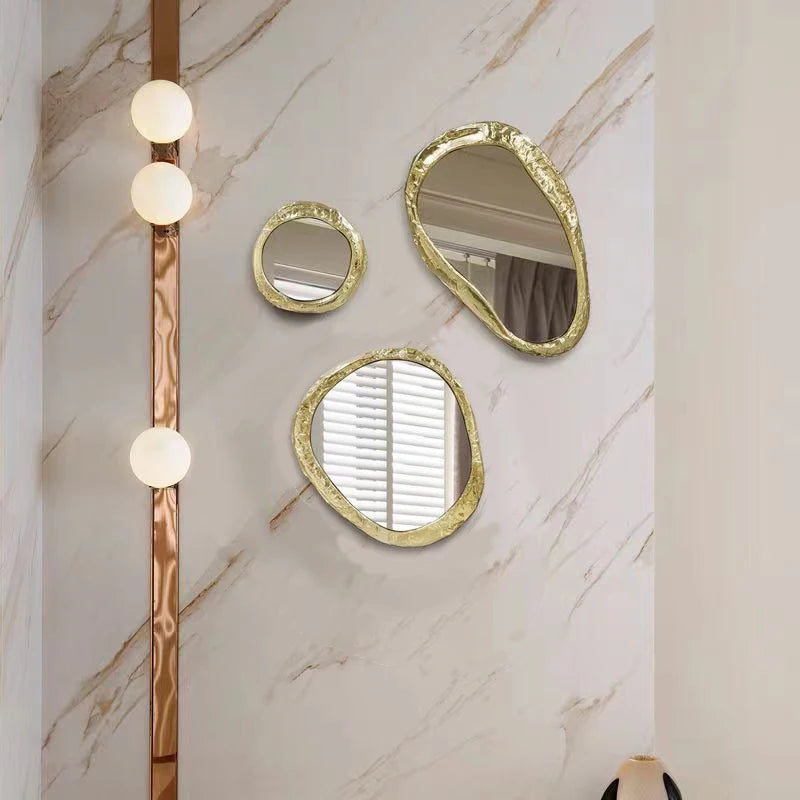 30-50-60CM SET 3 Bedroom Makeup Decorative Golden Hotel Wall Mirrors  Minimalist Art Decor Framed Modern Dropshipping Bathroom