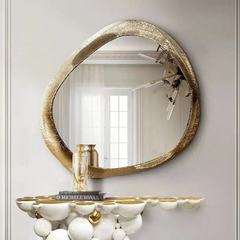 30-50-60CM SET 3 Bedroom Makeup Decorative Golden Hotel Wall Mirrors  Minimalist Art Decor Framed Modern Dropshipping Bathroom