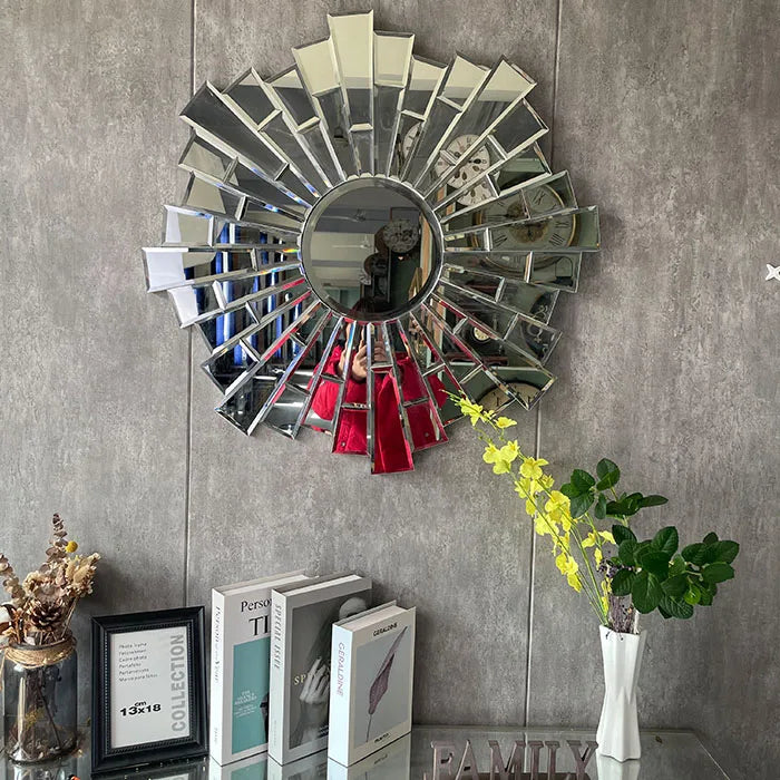 80CM Elegant Design Indoor Decor Wall Mirrors Decorative Living Room Large Silver Wall Hanging Mirror