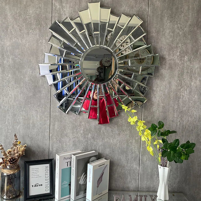 80CM Elegant Design Indoor Decor Wall Mirrors Decorative Living Room Large Silver Wall Hanging Mirror