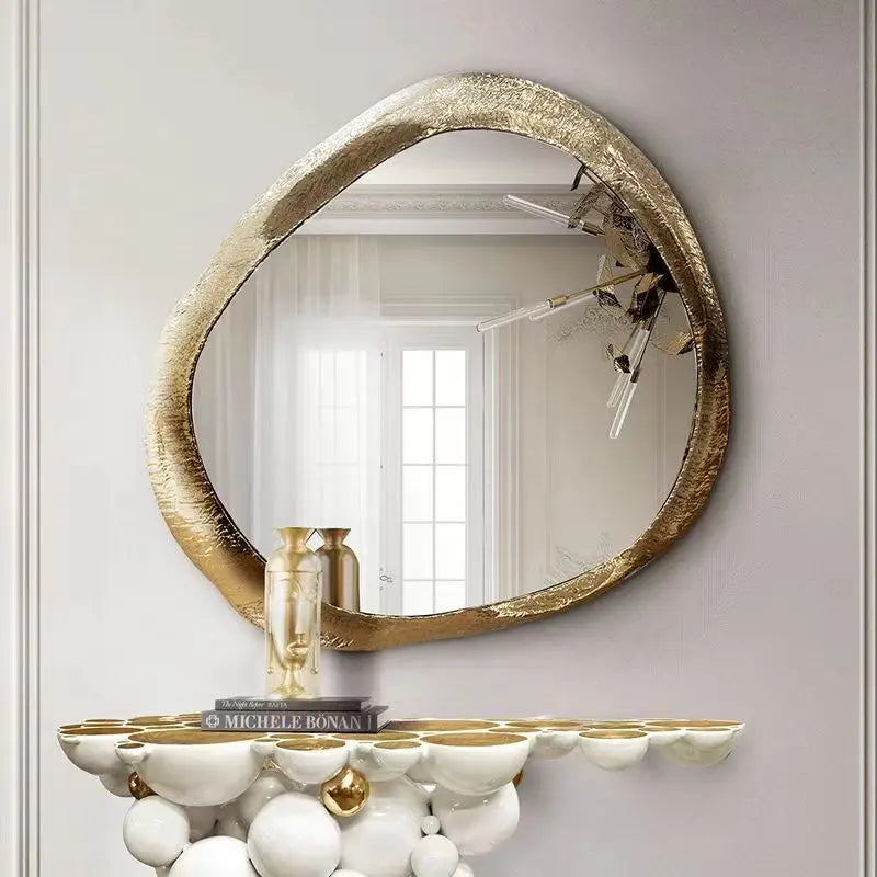 30-50-60CM SET 3 Bedroom Makeup Decorative Golden Hotel Wall Mirrors  Minimalist Art Decor Framed Modern Dropshipping Bathroom