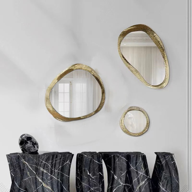 30-50-60CM SET 3 Bedroom Makeup Decorative Golden Hotel Wall Mirrors  Minimalist Art Decor Framed Modern Dropshipping Bathroom