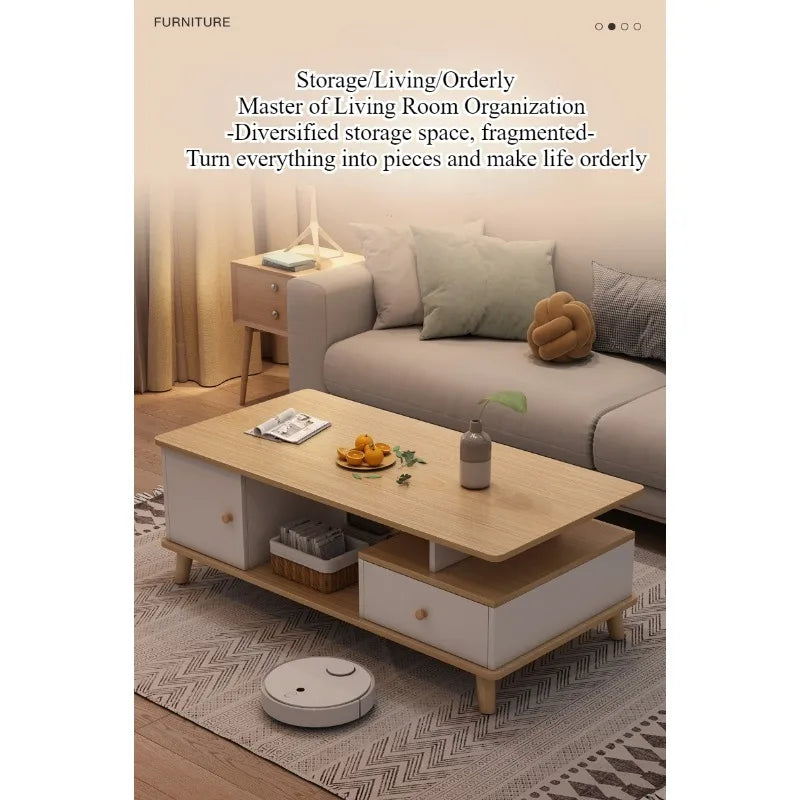 Coffee table living room household modern simple coffee table small apartment solid wood leg tea table tea table square