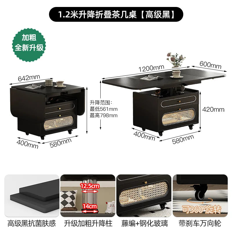 Coffee Living Room Dining Table Rise Fall Design Modern Simple Dining Table Kitchen Folding Table Basse De Salon Furnitures