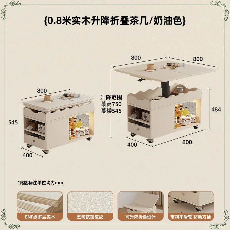 Coffee Living Room Dining Table Rise Fall Design Modern Simple Dining Table Kitchen Folding Table Basse De Salon Furnitures