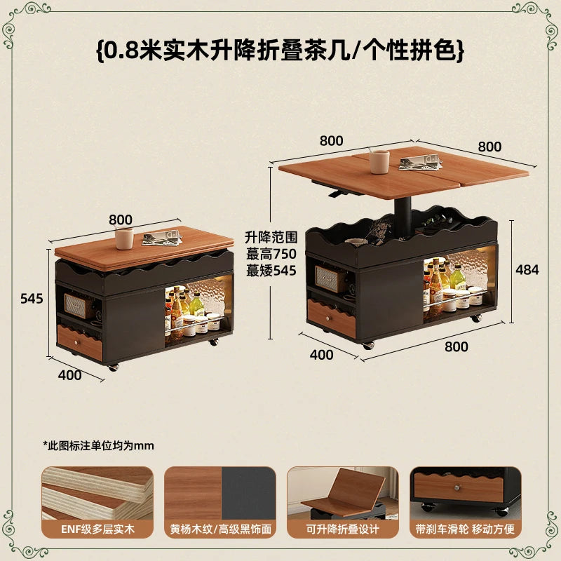 Coffee Living Room Dining Table Rise Fall Design Modern Simple Dining Table Kitchen Folding Table Basse De Salon Furnitures