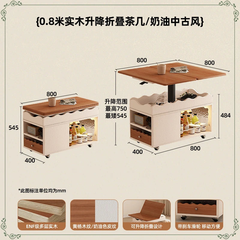 Coffee Living Room Dining Table Rise Fall Design Modern Simple Dining Table Kitchen Folding Table Basse De Salon Furnitures