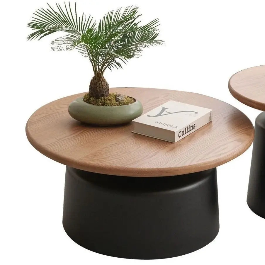 Table  Wood Modern Minimalist Round Edge Design Curved White Base Creamy Milk Tea Small Space coffee tables luxury coffee table