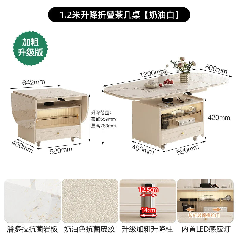 Coffee Living Room Dining Table Rise Fall Design Modern Simple Dining Table Kitchen Folding Table Basse De Salon Furnitures