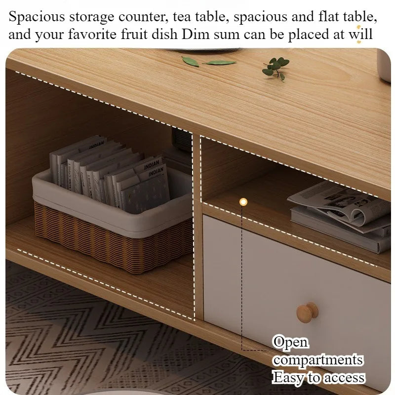 Coffee table living room household modern simple coffee table small apartment solid wood leg tea table tea table square