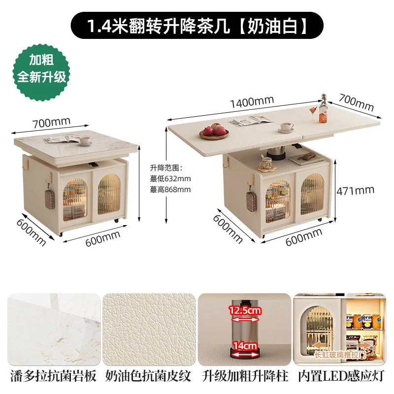 Coffee Living Room Dining Table Rise Fall Design Modern Simple Dining Table Kitchen Folding Table Basse De Salon Furnitures