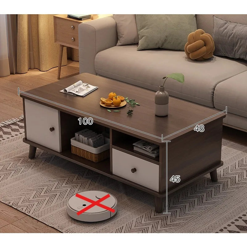 Coffee table living room household modern simple coffee table small apartment solid wood leg tea table tea table square