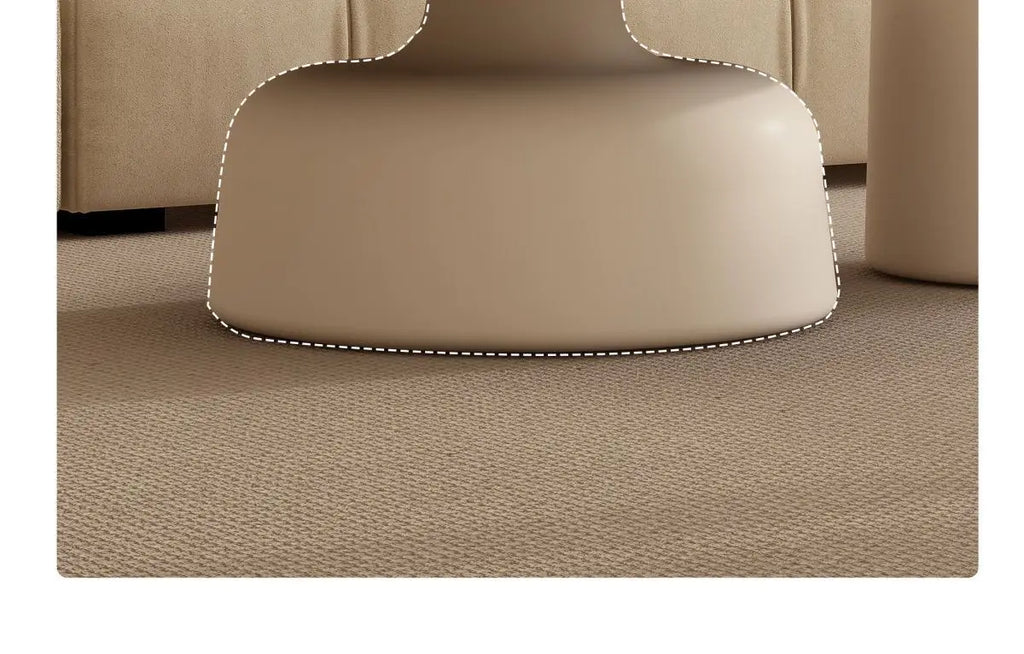 Table  Wood Modern Minimalist Round Edge Design Curved White Base Creamy Milk Tea Small Space coffee tables luxury coffee table