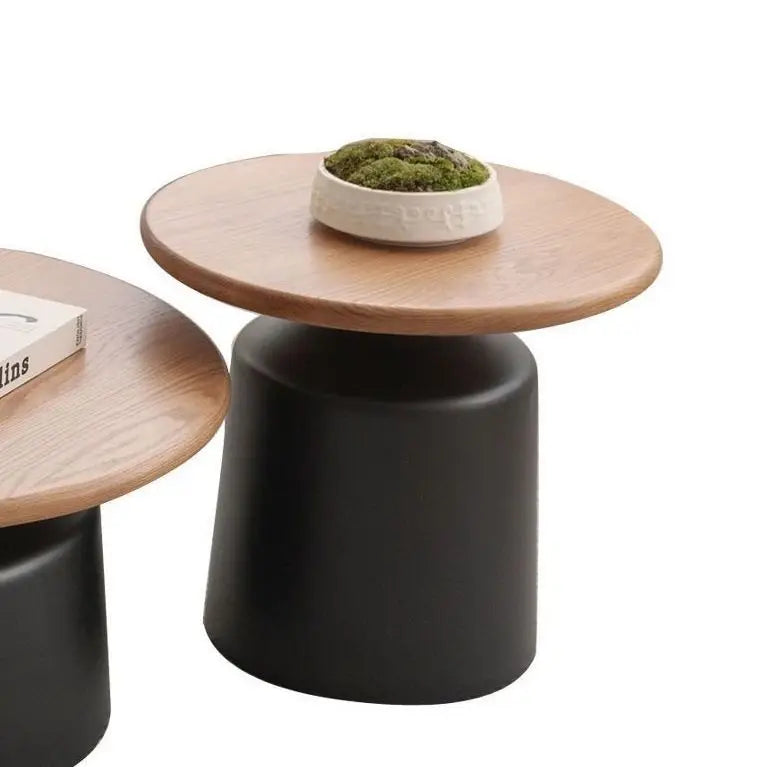 Table  Wood Modern Minimalist Round Edge Design Curved White Base Creamy Milk Tea Small Space coffee tables luxury coffee table