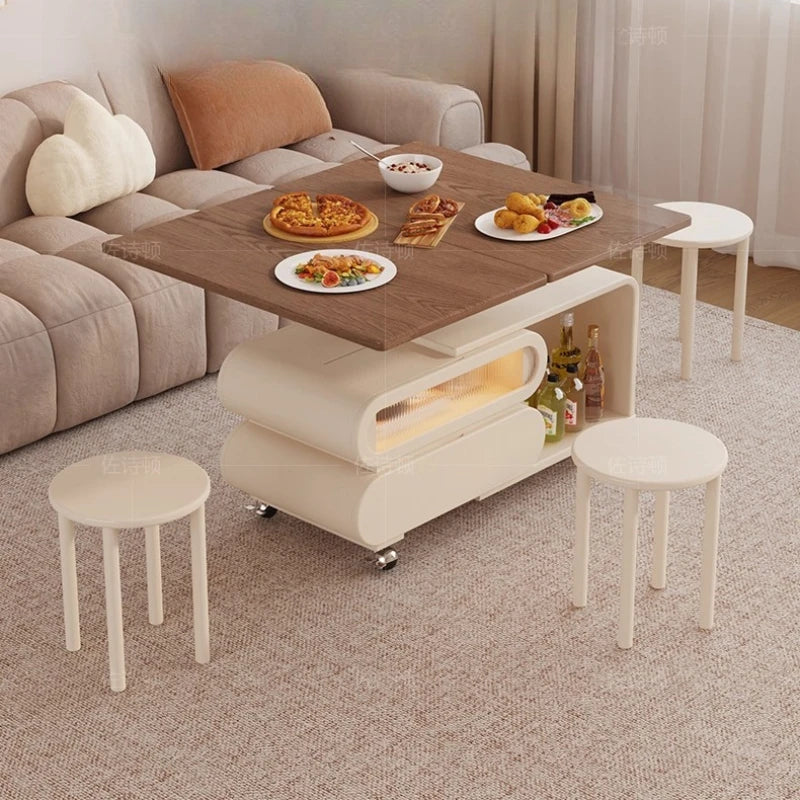 Coffee Living Room Dining Table Rise Fall Design Modern Simple Dining Table Kitchen Folding Table Basse De Salon Furnitures