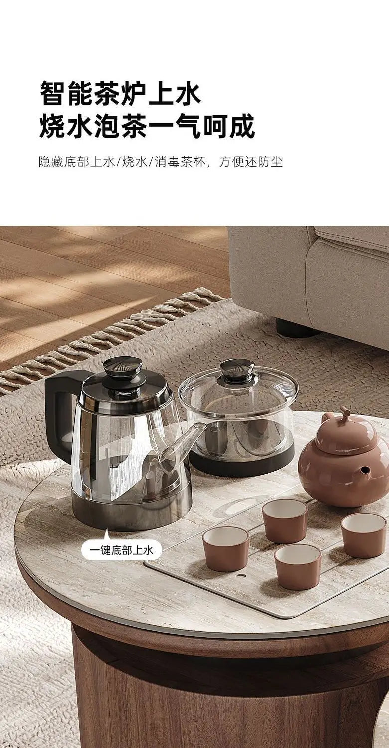 PG coffee table living room home light luxury high-end sense movable with tea integrated rock slab round combination