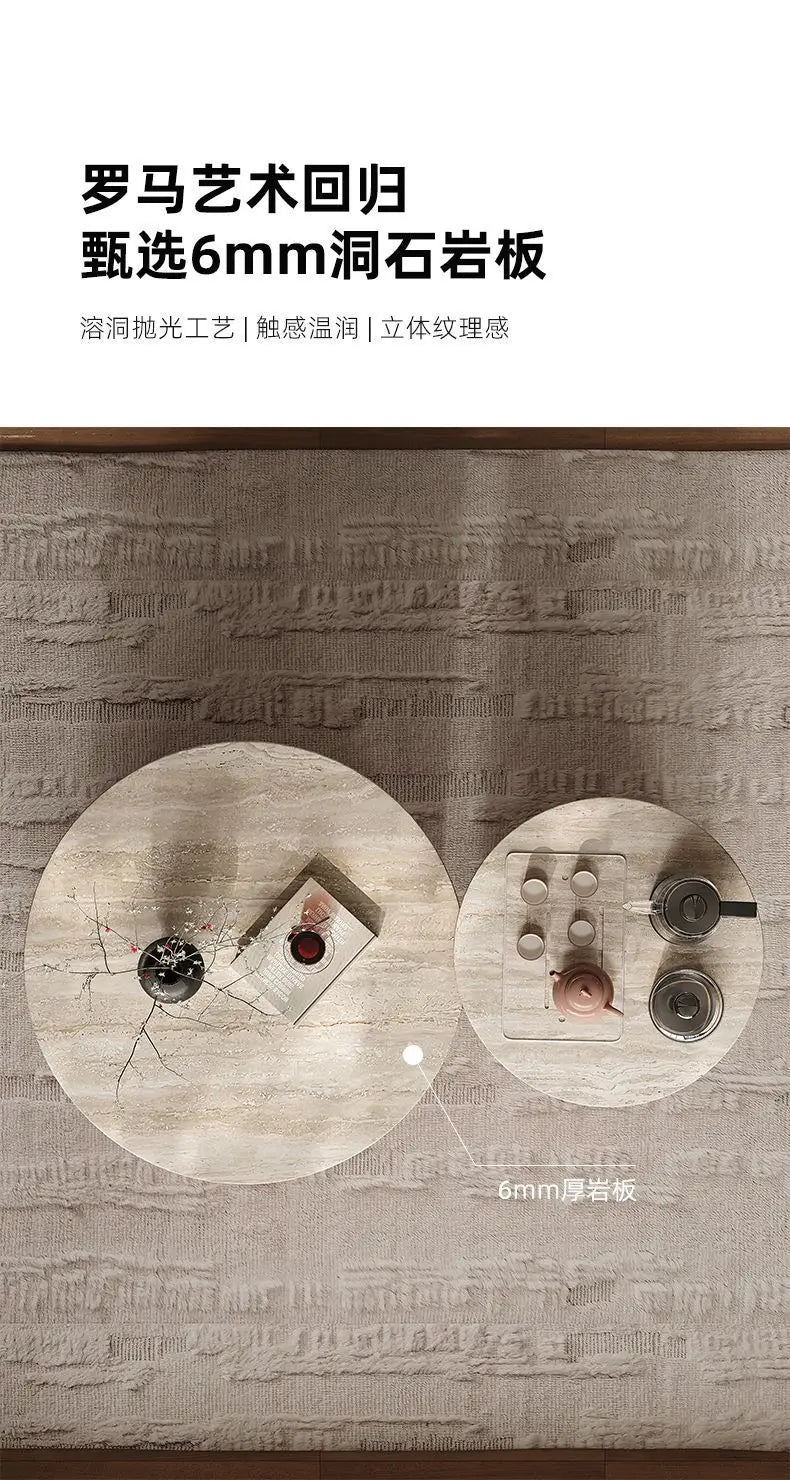 PG coffee table living room home light luxury high-end sense movable with tea integrated rock slab round combination