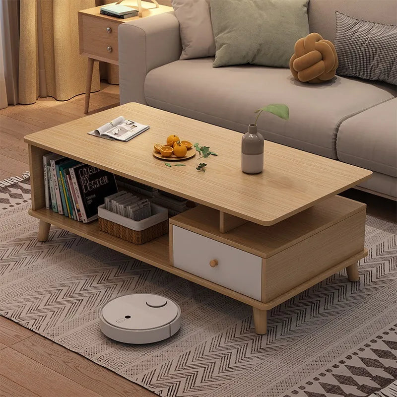 Coffee table living room household modern simple coffee table small apartment solid wood leg tea table tea table square