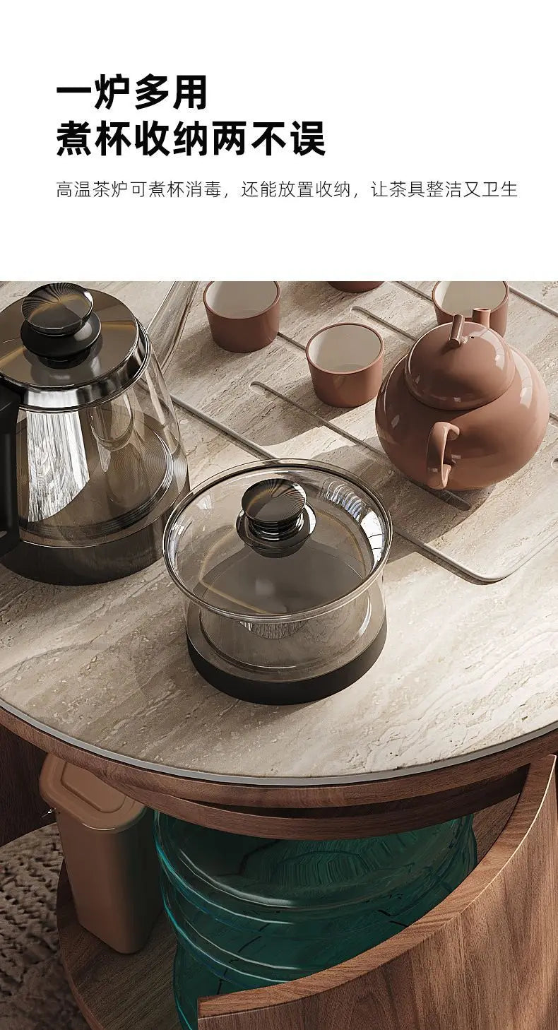 PG coffee table living room home light luxury high-end sense movable with tea integrated rock slab round combination