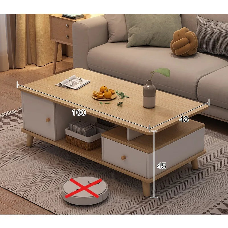 Coffee table living room household modern simple coffee table small apartment solid wood leg tea table tea table square