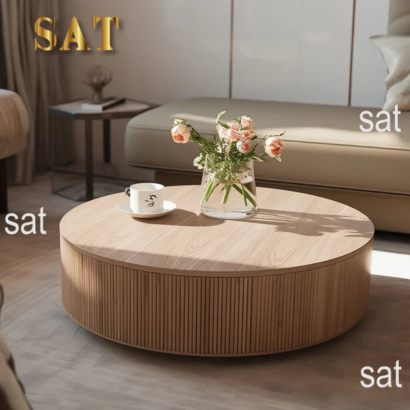 *---Living Room Table Coffee Top Grade 100% Oak/Teak Wooden Material Round Coffee Table